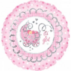 IT'S A GIRL CARUCIOR - BALON FOLIE BOTEZ, FORMA ROTUNDA, DIAM. 45CM