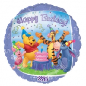 WINNIE THE POOH HAPPY BIRTHDAY - BALON FOLIE, FORMA ROTUNDA, DIAM. 45CM