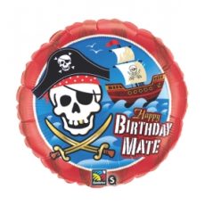 HAPPY BIRTHDAY MATE PIRATE - BALON FOLIE ANIVERSARE, FORMA ROTUNDA, DIAM. 45CM