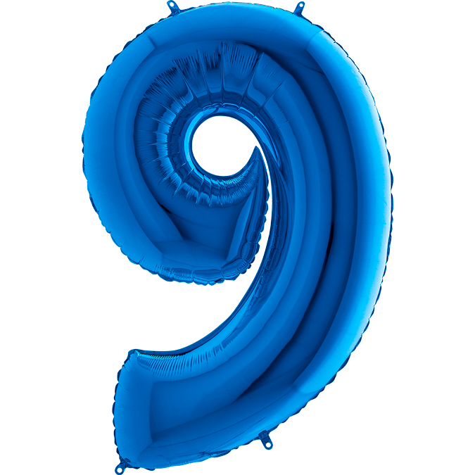 Cifra 9 - balon folie, culoare albastra (blue), inaltime 101cm