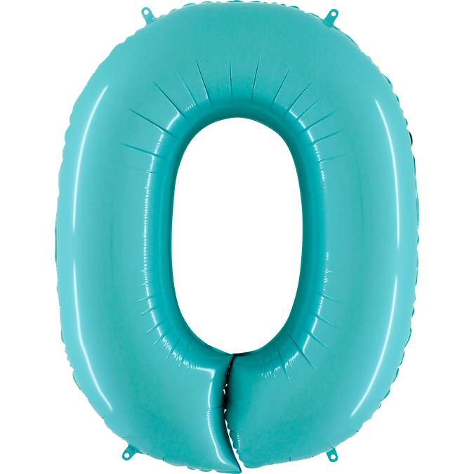Cifra 0 - balon folie, culoare light blue aquamarine, inaltime 101cm