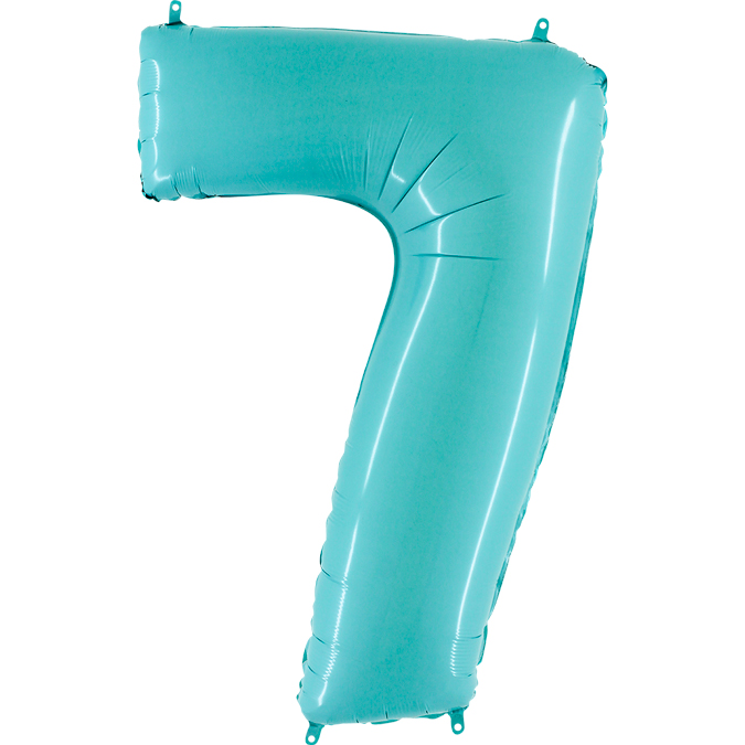 Cifra 7 - balon folie, culoare light blue aquamarine, inaltime 101cm