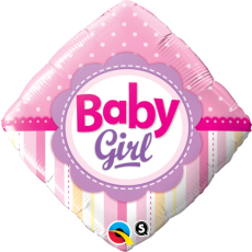 BABY GIRL DOTS - BALON FOLIE BOTEZ, FORMA ROMB, DIAM. 45CM