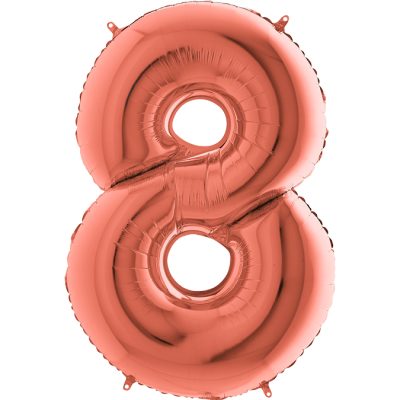 Cifra 8 - balon folie, culoare rose gold, inaltime 101cm