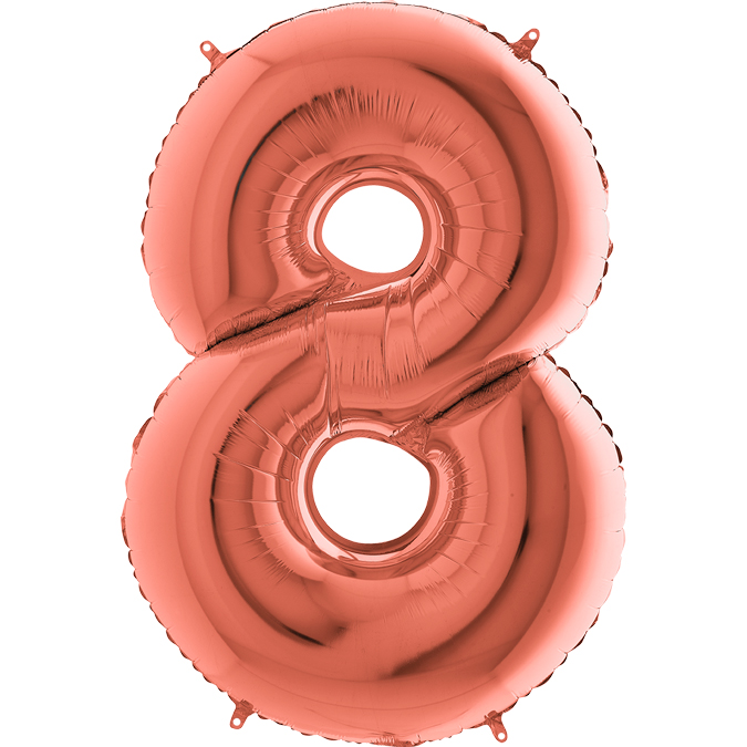 Cifra 8 - balon folie, culoare rose gold, inaltime 101cm