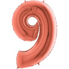 Cifra 9 - balon folie, culoare rose gold, inaltime 101cm