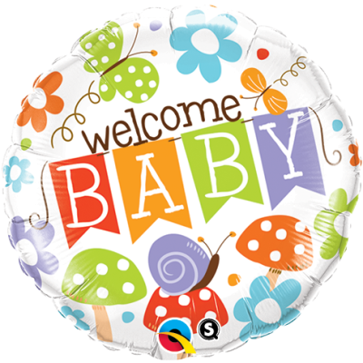 WELCOME BABY GARDEN - BALON FOLIE BOTEZ, FORMA ROTUNDA, DIAM. 45CM