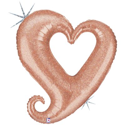 CHAIN OF HEART ROSE GOLD - BALON FOLIE LOVE, IN FORMA DE INIMA DECUPATA, 94CM