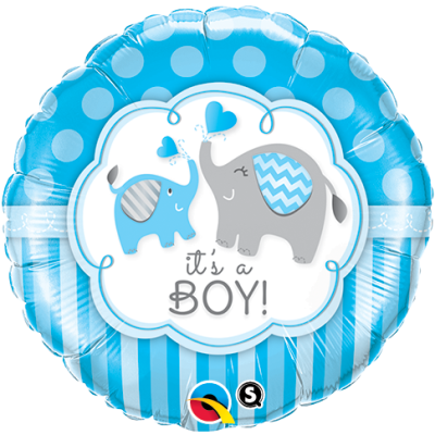 IT'S A BOY ELEPHANTS - BALON FOLIE BOTEZ, FORMA ROTUNDA, DIAM. 45CM