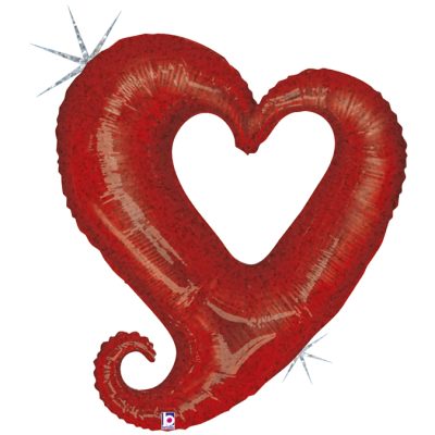 CHAIN OF HEART RED - BALON FOLIE LOVE, IN FORMA DE INIMA DECUPATA, 94CM