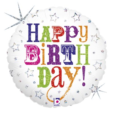 GREETINGS BIRTHDAY - BALON FOLIE ANIVERSARE, FORMA ROTUNDA, DIAM. 46CM