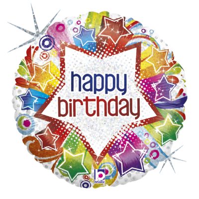 STARBUST BIRTHDAY - BALON FOLIE ANIVERSARE, FORMA ROTUNDA, DIAM. 46CM