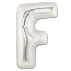 LITERA "F" - BALON FOLIE, CULOARE ARGINTIE, INALTIME 101CM