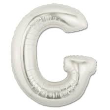 LITERA "G" - BALON FOLIE, CULOARE ARGINTIE, INALTIME 101CM