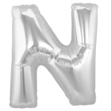 LITERA "N" - BALON FOLIE, CULOARE ARGINTIE, INALTIME 101CM