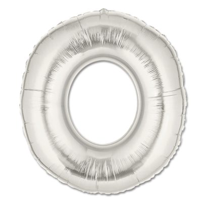 LITERA "O" - BALON FOLIE, CULOARE ARGINTIE, INALTIME 101CM
