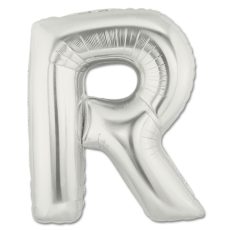 LITERA "R" - BALON FOLIE, CULOARE ARGINTIE, INALTIME 101CM
