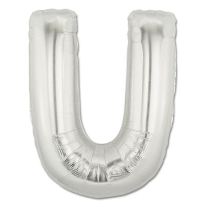 LITERA "U" - BALON FOLIE, CULOARE ARGINTIE, INALTIME 101CM