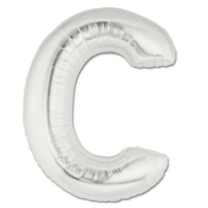 LITERA C - BALON FOLIE, CULOARE ARGINTIE, INALTIME 101CM