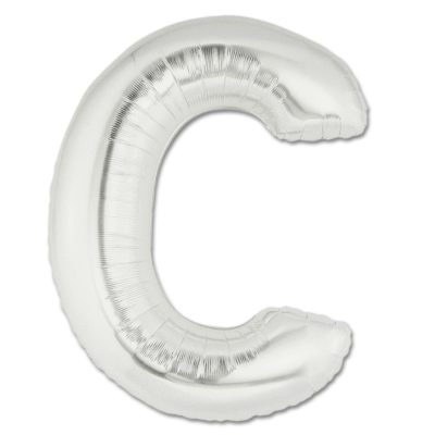 LITERA C - BALON FOLIE, CULOARE ARGINTIE, INALTIME 101CM