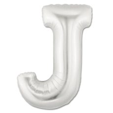 LITERA "J" - BALON FOLIE, CULOARE ARGINTIE, INALTIME 101CM