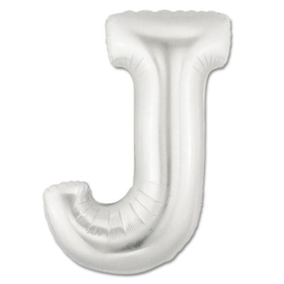 LITERA "J" - BALON FOLIE, CULOARE ARGINTIE, INALTIME 101CM