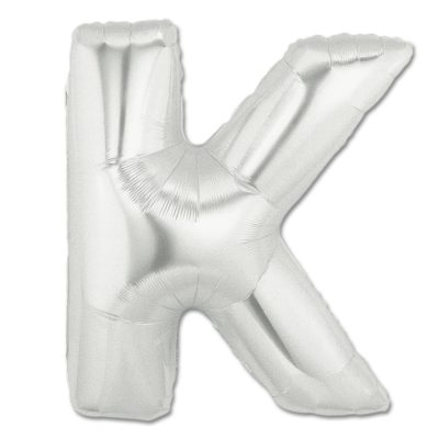LITERA "K" - BALON FOLIE, CULOARE ARGINTIE, INALTIME 101CM