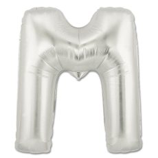 LITERA "M" - BALON FOLIE, CULOARE ARGINTIE, INALTIME 101CM