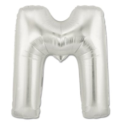 LITERA "M" - BALON FOLIE, CULOARE ARGINTIE, INALTIME 101CM
