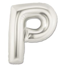 LITERA "P" - BALON FOLIE, CULOARE ARGINTIE, INALTIME 101CM