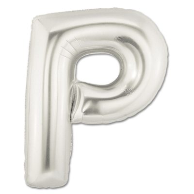 LITERA "P" - BALON FOLIE, CULOARE ARGINTIE, INALTIME 101CM