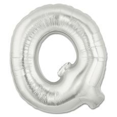 LITERA "Q" - BALON FOLIE, CULOARE ARGINTIE, INALTIME 101CM