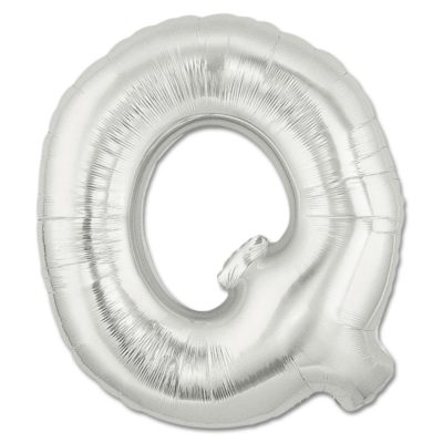 LITERA "Q" - BALON FOLIE, CULOARE ARGINTIE, INALTIME 101CM