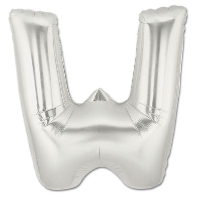 LITERA "W" - BALON FOLIE, CULOARE ARGINTIE, INALTIME 100CM
