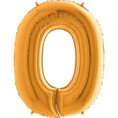 Cifra 0 - balon folie, culoare aurie gold, inaltime 101cm