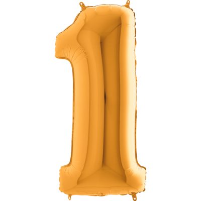 Cifra 1 - balon folie, culoare aurie (gold), inaltime 101cm