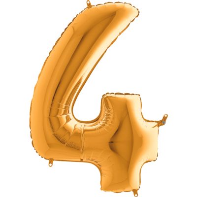 Cifra 4 - balon folie, culoare aurie (gold), inaltime 101cm