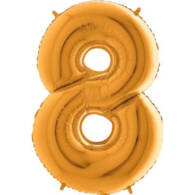 Cifra 8 - balon folie, culoare aurie (gold), inatime 101cm