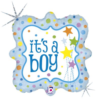 IT'S A BOY STARS - BALON FOLIE BOTEZ, FORMA PATRATA, DIAM. 46CM