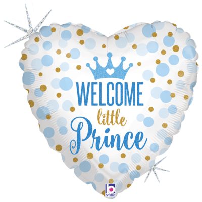GLITTER BABY PRINCE - BALON FOLIE BOTEZ, FORMA INIMA, DIAM.  46CM