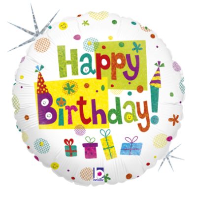 HAPPY BIRTHDAY PARTY - BALON FOLIE ANIVERSARE, FORMA ROTUNDA, DIAM. 46CM