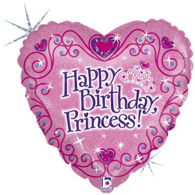 HAPPY BIRTHDAY PRINCESS! - BALON FOLIE ANIVERSARE, FORMA INIMA, DIAM. 46CM