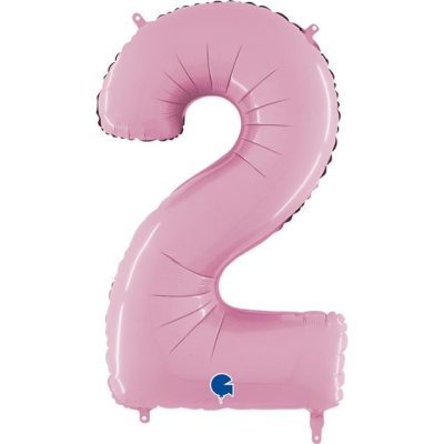 Cifra 2 - balon folie, culoare pink, inaltime 101cm