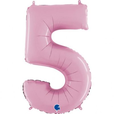 Cifra 5 - balon folie, culoare pink, inaltime 101cm