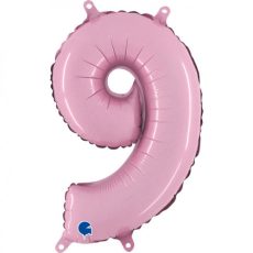 Cifra 9 - balon folie, culoare pink, inaltime 101cm