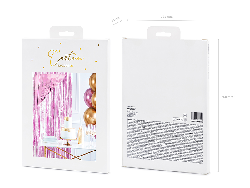 Perdea Party Sweet Pink din folie metalizata, 90cm latime x 250cm inaltime - Image 2