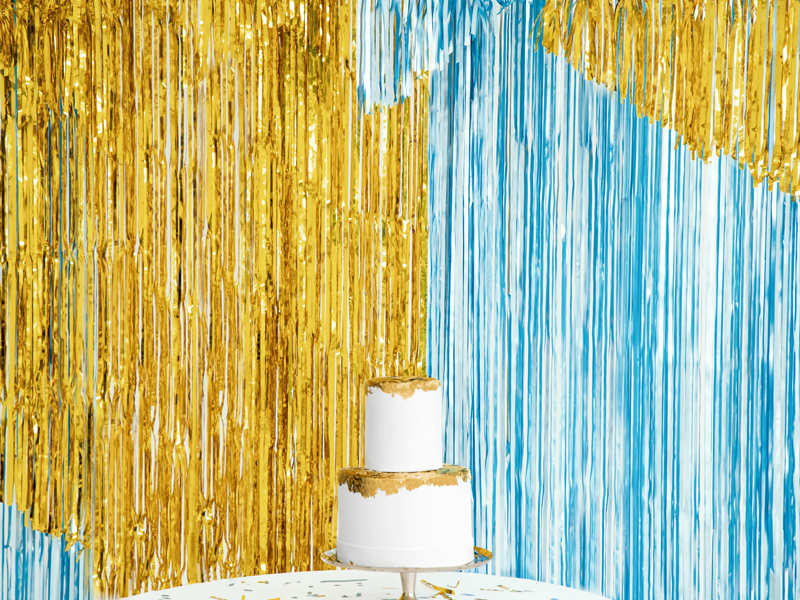 Perdea Party Gold din folie metalizata, 90cm latime x 250cm inaltime - imagine 4