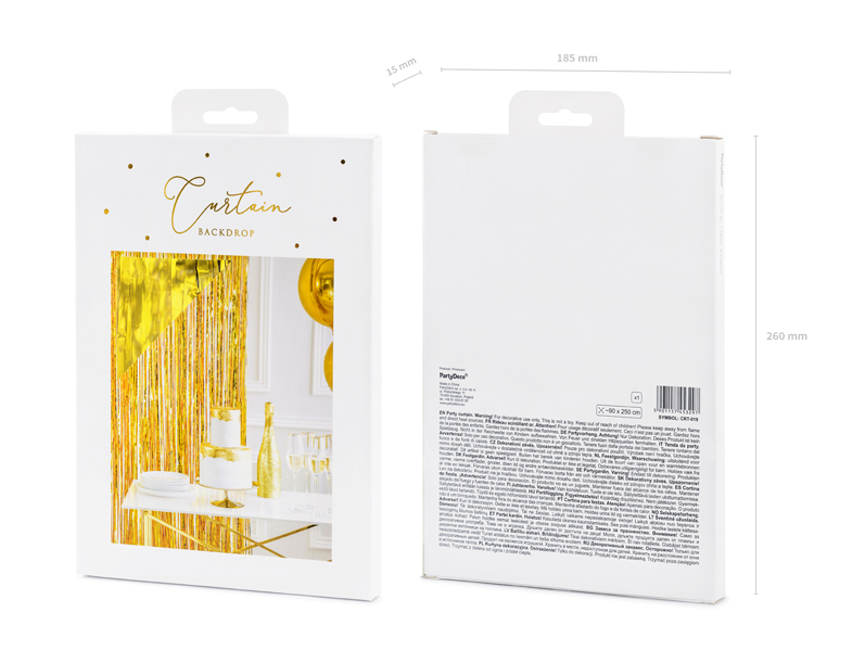 Perdea Party Gold din folie metalizata, 90cm latime x 250cm inaltime - imagine 2