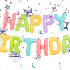 Happy Birthday Mix - Set baloane folie, 395cm lungime x 35cm inaltime