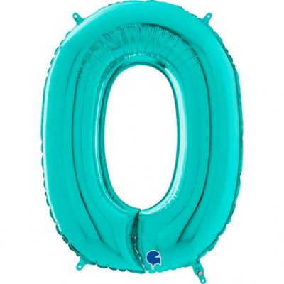 Cifra 0 - balon folie, culoare Tiffany, inaltime 101cm